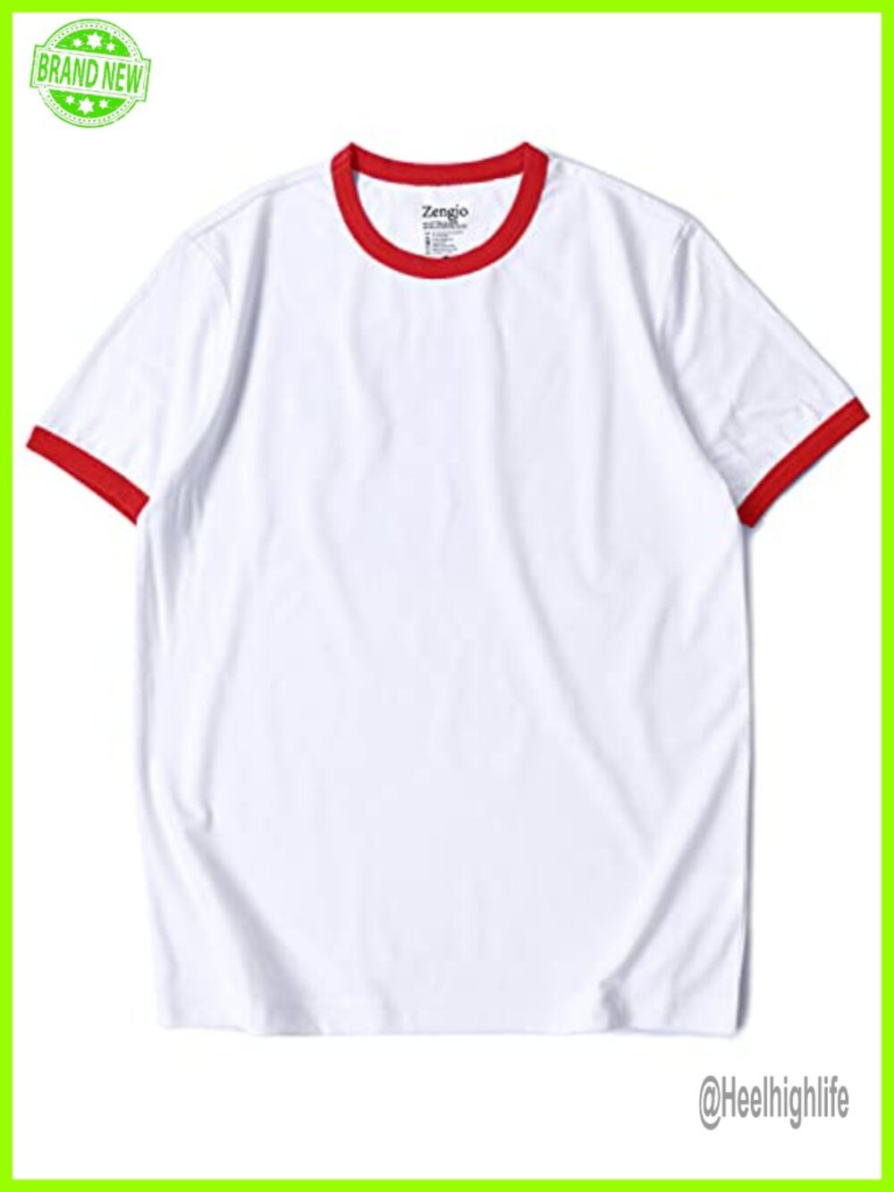 Mens Ringer Tee Crewneck Athletic T Shirt Short Sleeve Sport Shirt
